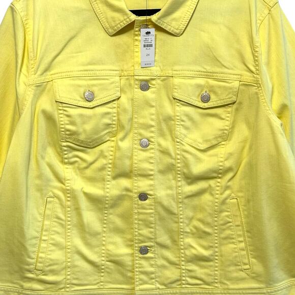 Talbots Button Front Jean Jacket NWT Women's Sz 2X Citrus Honey Yellow Bright - Picture 4 of 7